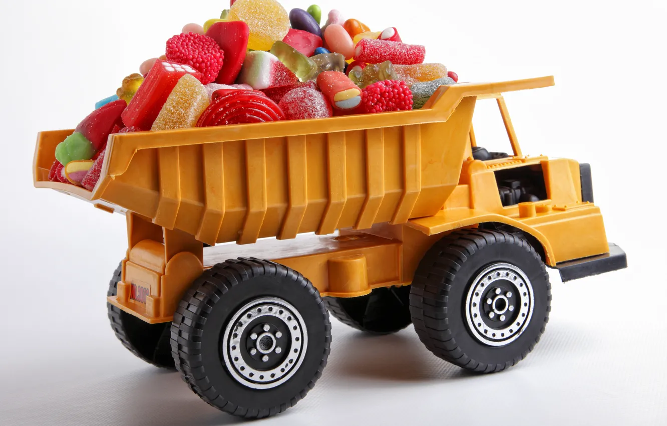 Photo wallpaper transport, toy, candy, truck, sweets, marmalade