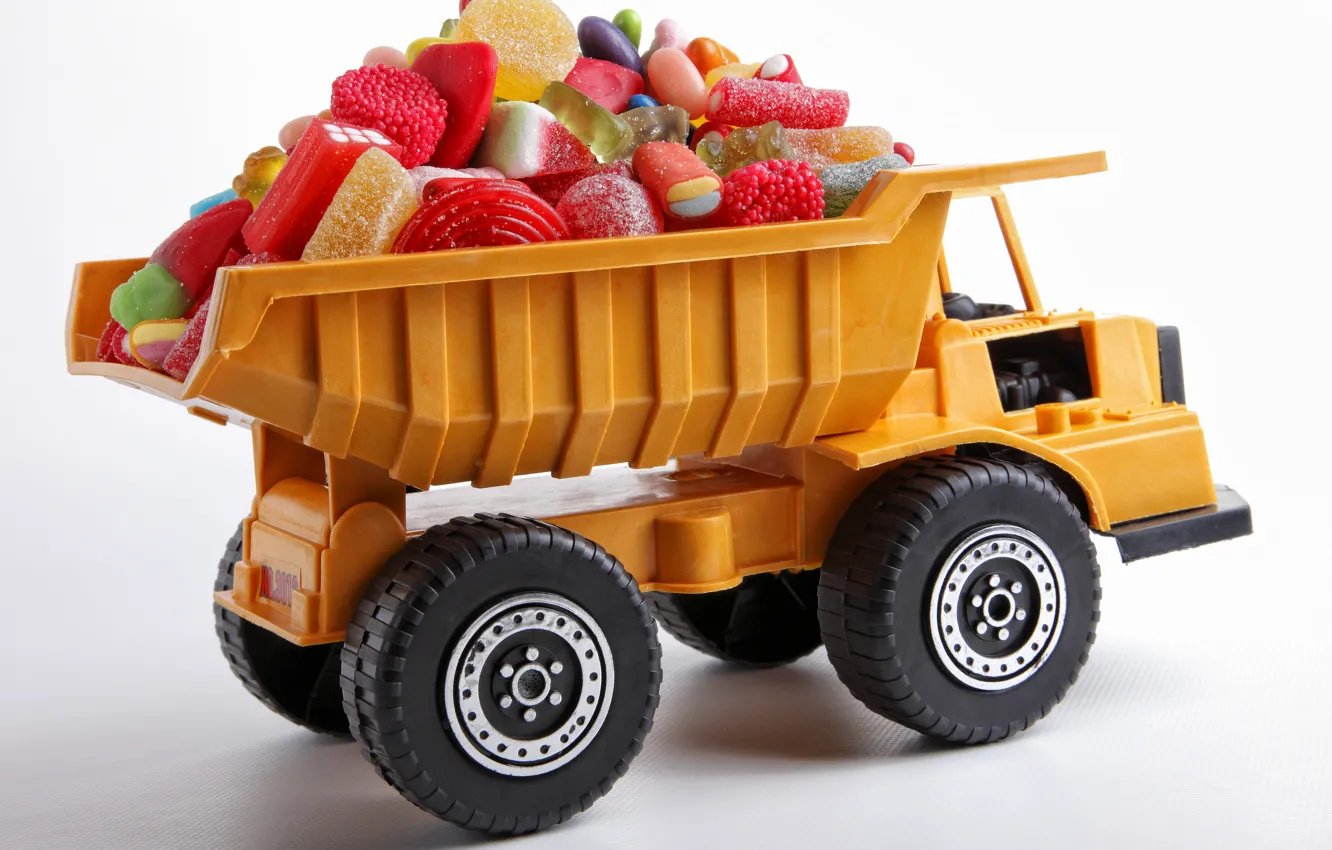 Photo wallpaper transport, toy, Truck, candy, sweets, marmalade