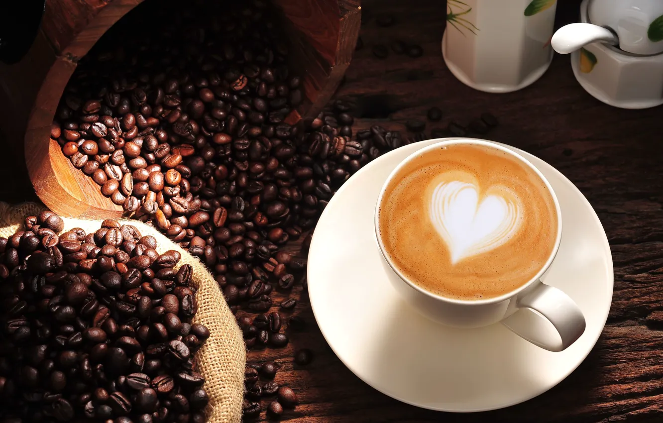 Photo wallpaper background, mood, Wallpaper, heart, coffee, grain, hearts, wallpaper