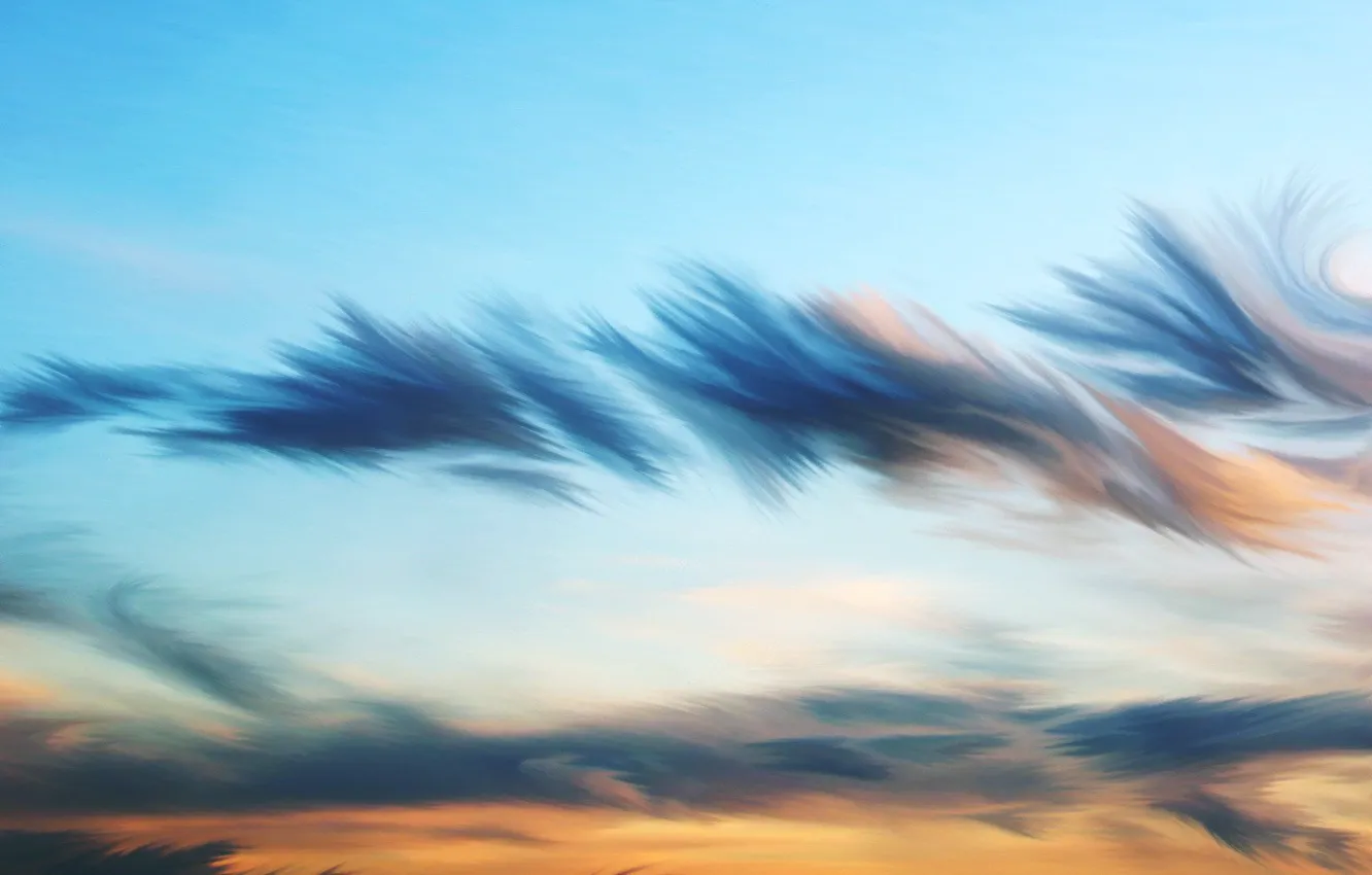 Photo wallpaper the sky, clouds, figure