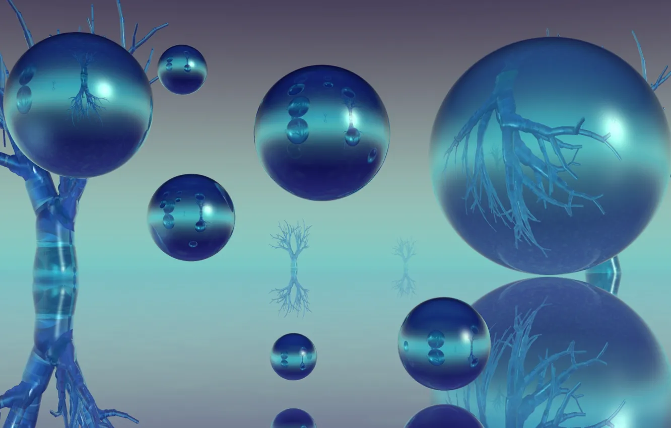 Photo wallpaper bubbles, balls, sphere