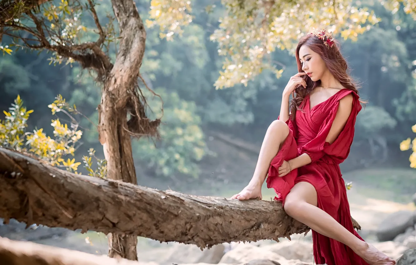 Photo wallpaper girl, nature, Serena