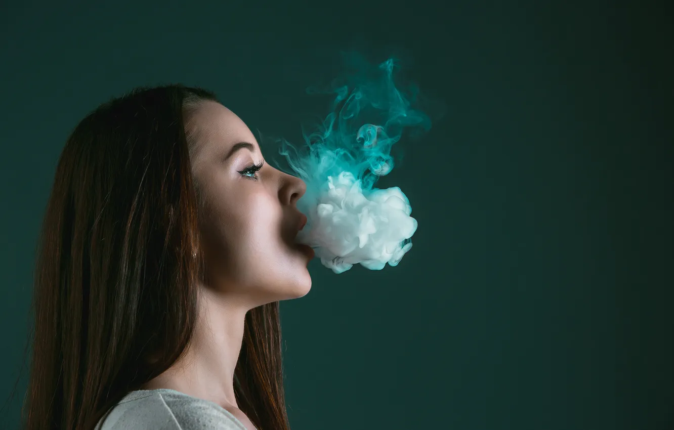 Photo wallpaper smoking, smoke, woman