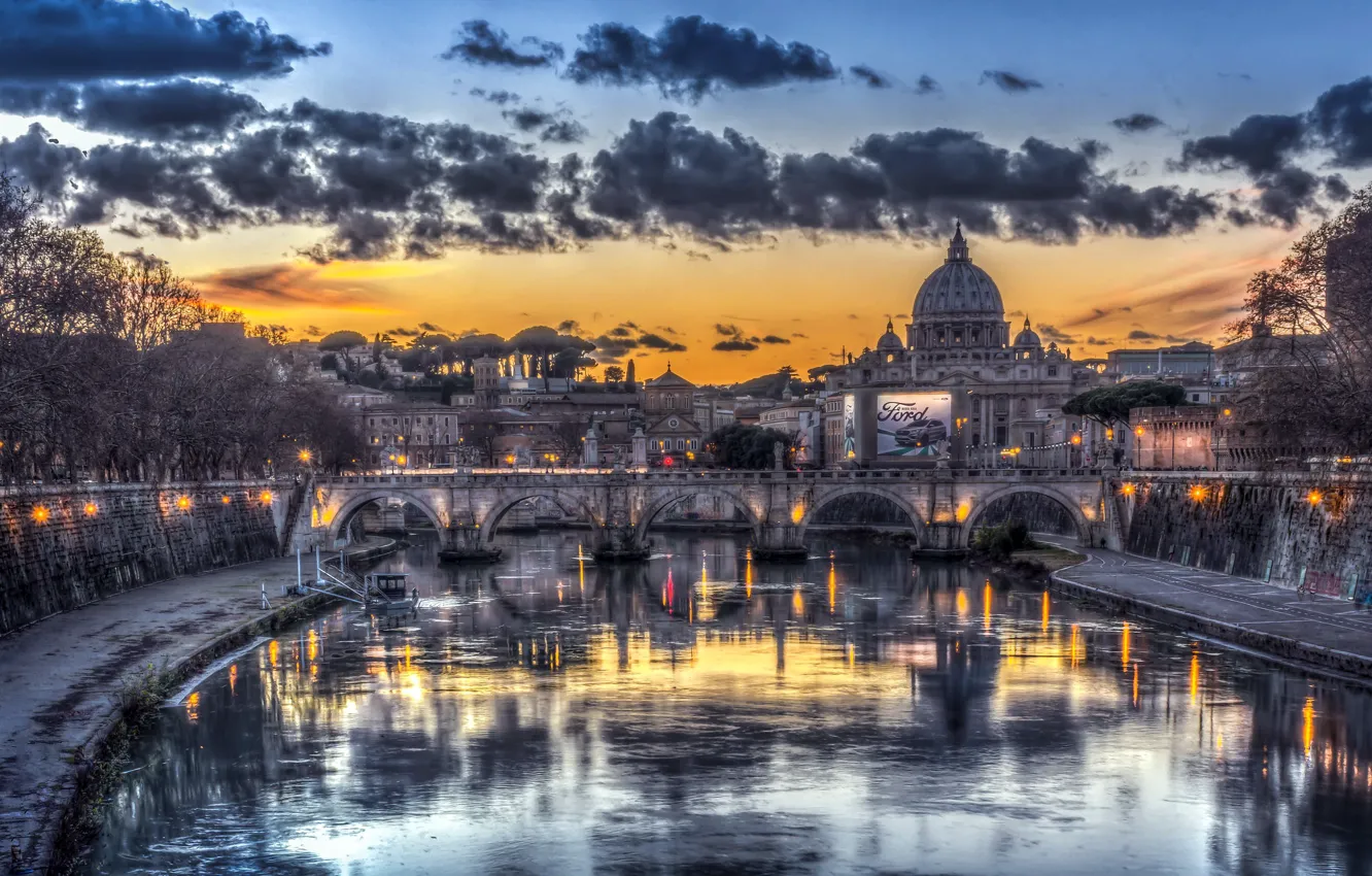 Photo wallpaper Italy, Roma, Vatican sunset