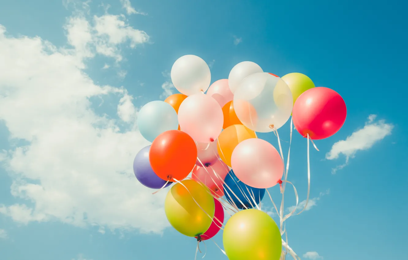 Photo wallpaper summer, the sky, the sun, happiness, balloons, stay, colorful, summer