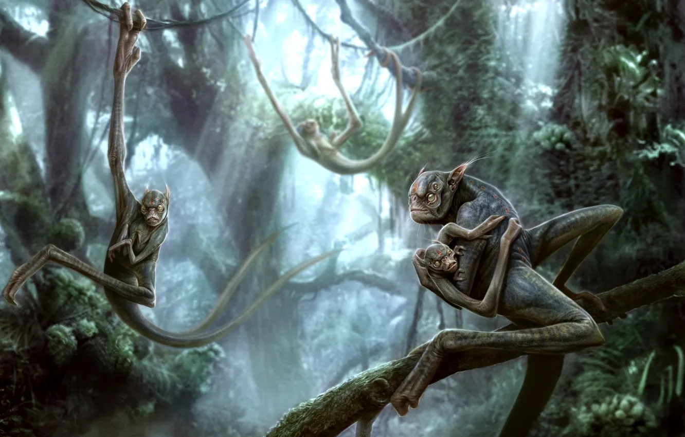 Photo wallpaper forest, trees, fiction, being, jungle, art, vines, kenbarthelmey