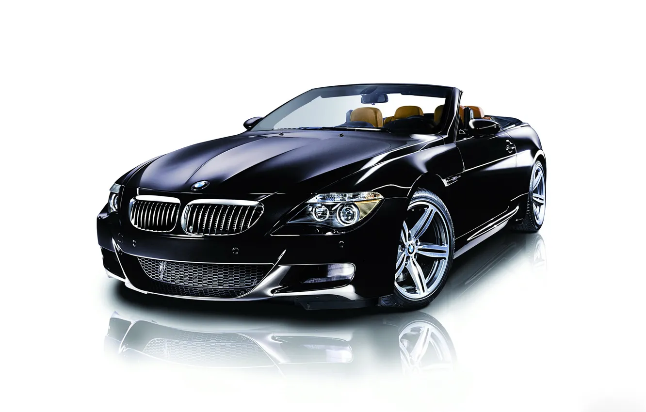 Photo wallpaper 2006, BMW, BMW, white background, black, Convertible, 6-he, 6 series