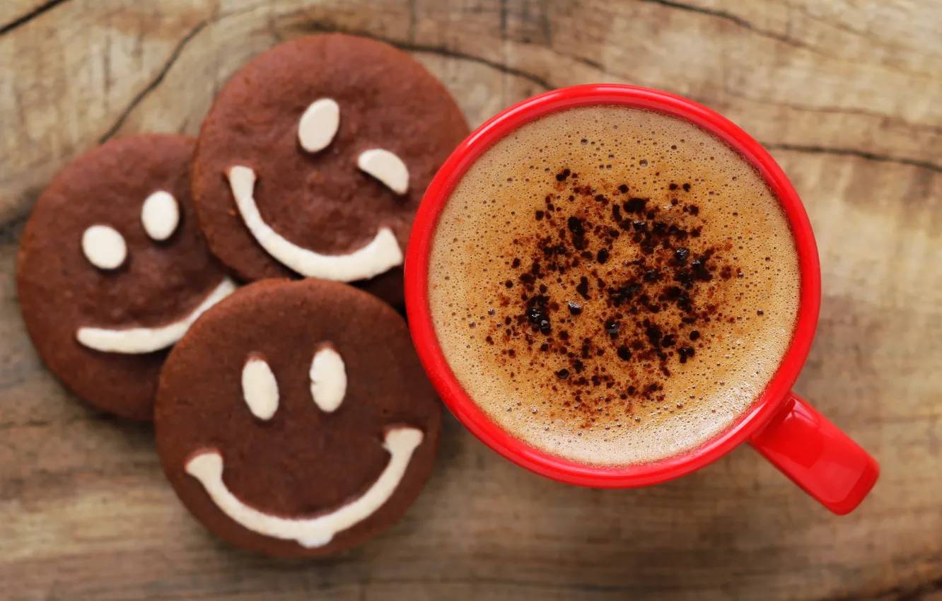 Photo wallpaper coffee, chocolate, Cup, smiley, cup, chocolate, beans, coffee