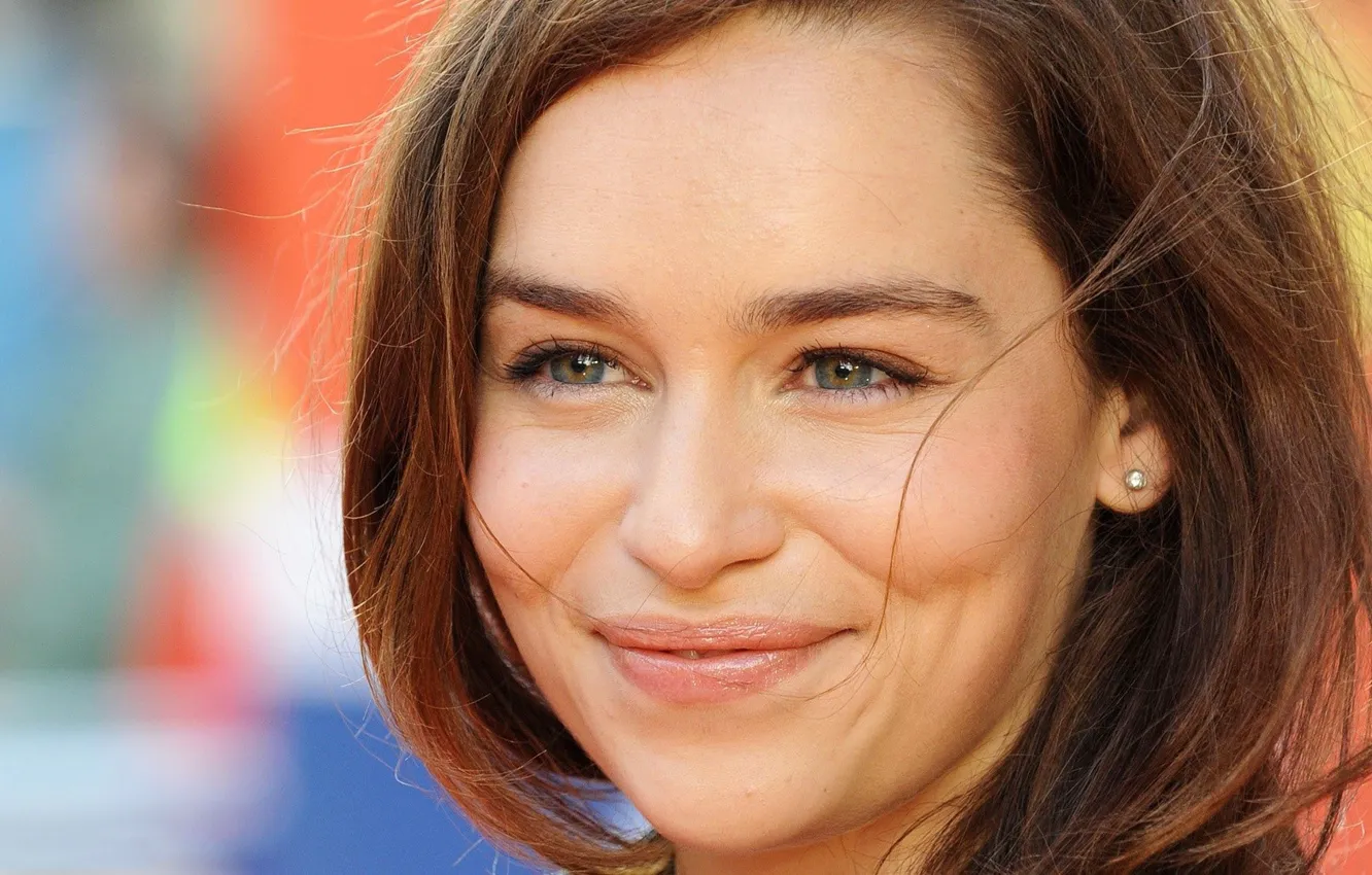 Photo wallpaper face, smile, actress, brunette, Emilia Clarke, Emilia Clarke