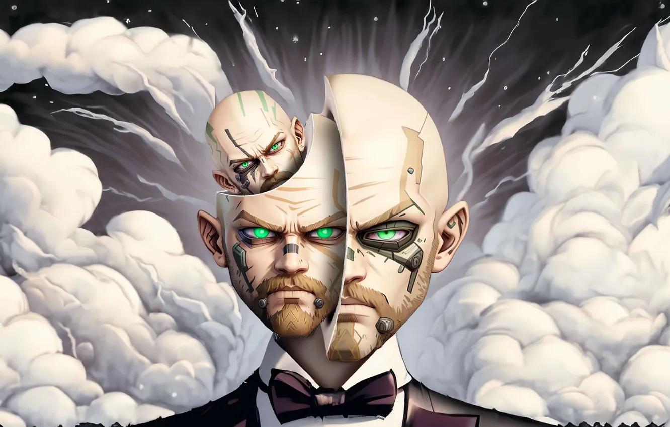 Photo wallpaper clouds, face, head