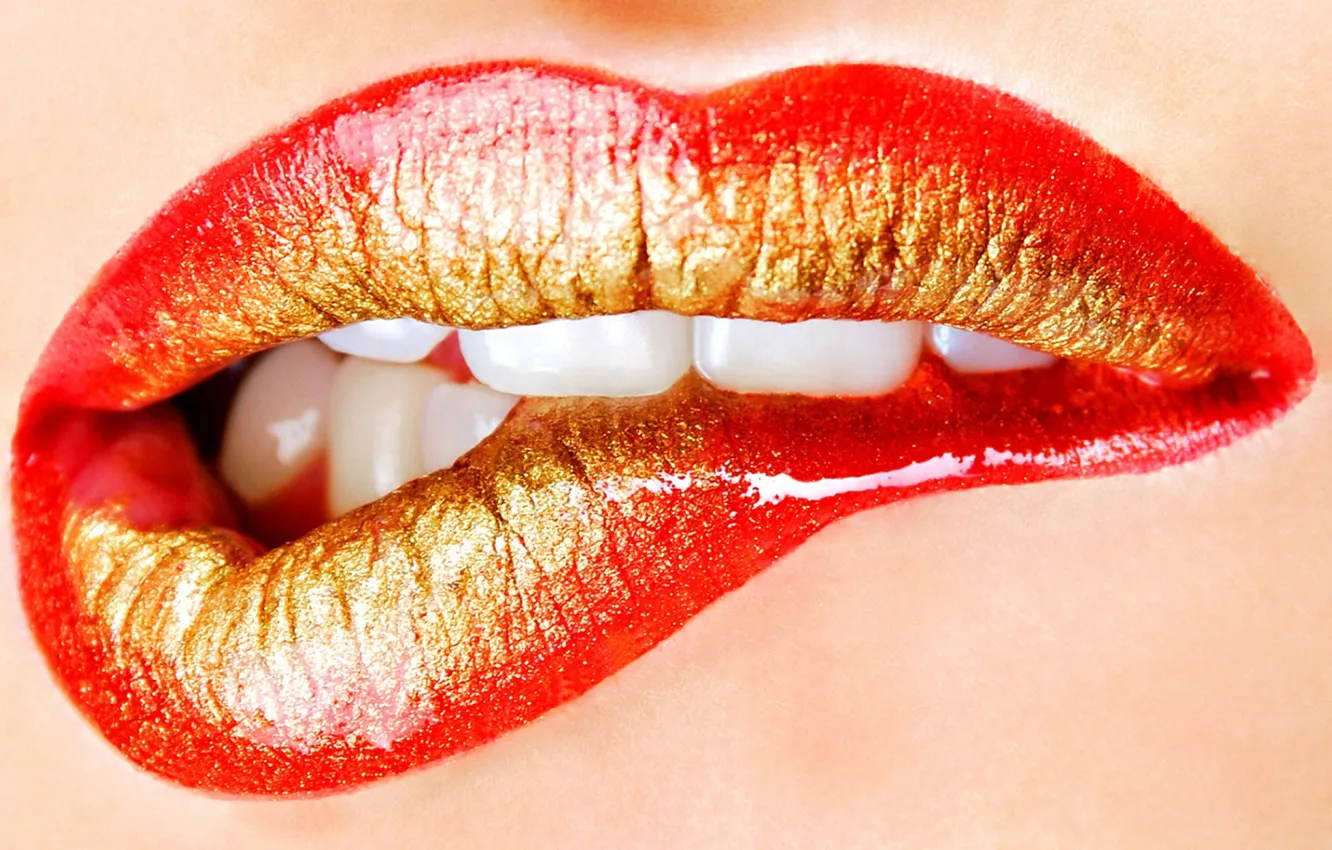 Photo wallpaper lipstick, lips, teeth