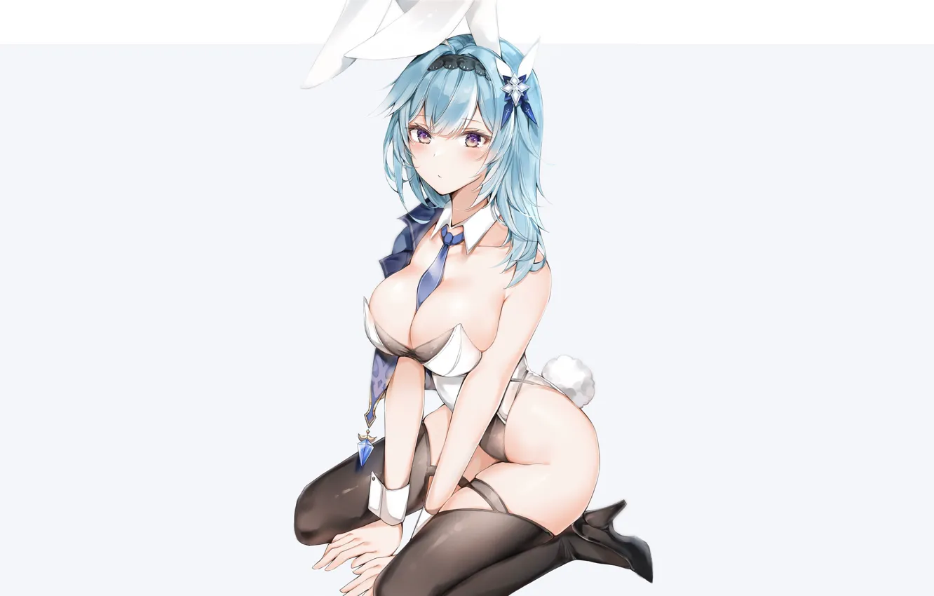 Photo wallpaper girl, sexy, Anime, boobs, bunny, cute, sitting, bunny girl