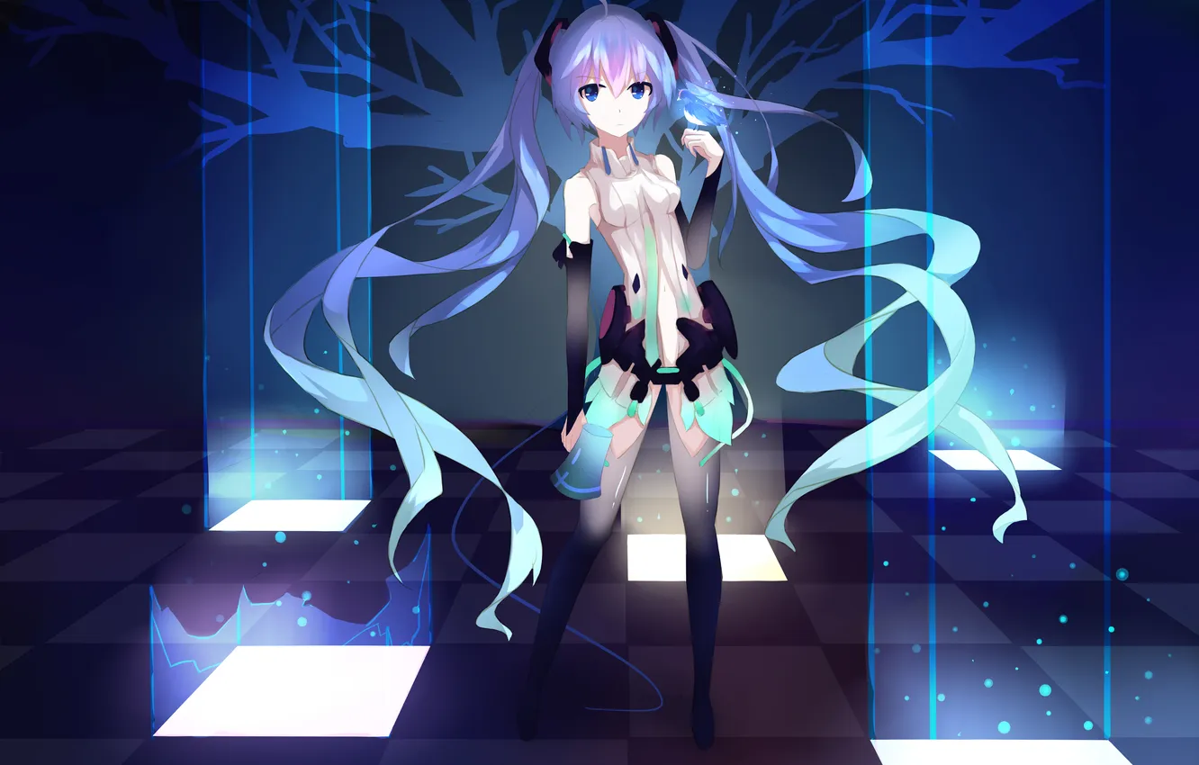 Photo wallpaper girl, anime, art, bird, vocaloid, miku append, .l.l, hastu the miku
