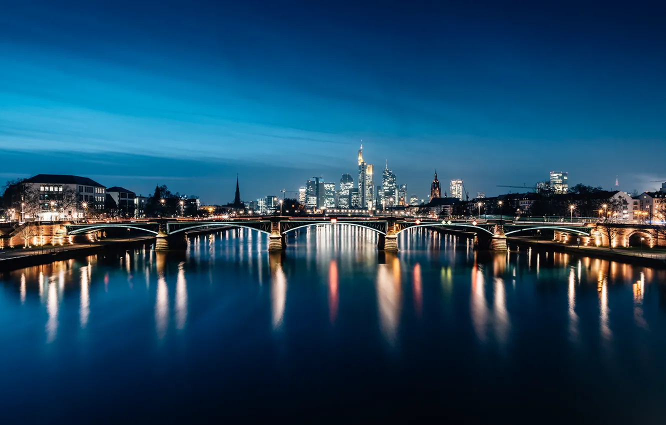 Photo wallpaper Frankfurt, Germany, blue hour