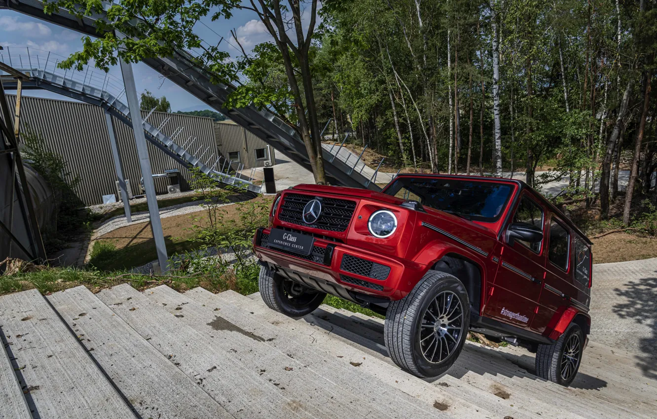 Photo wallpaper red, Mercedes-Benz, SUV, 4x4, G-Class, tests, 2019