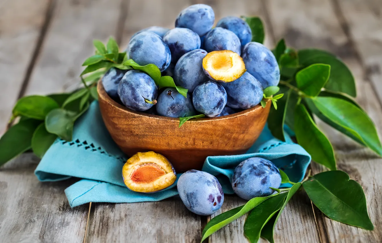 Photo wallpaper blue, fruit, fruit, plum