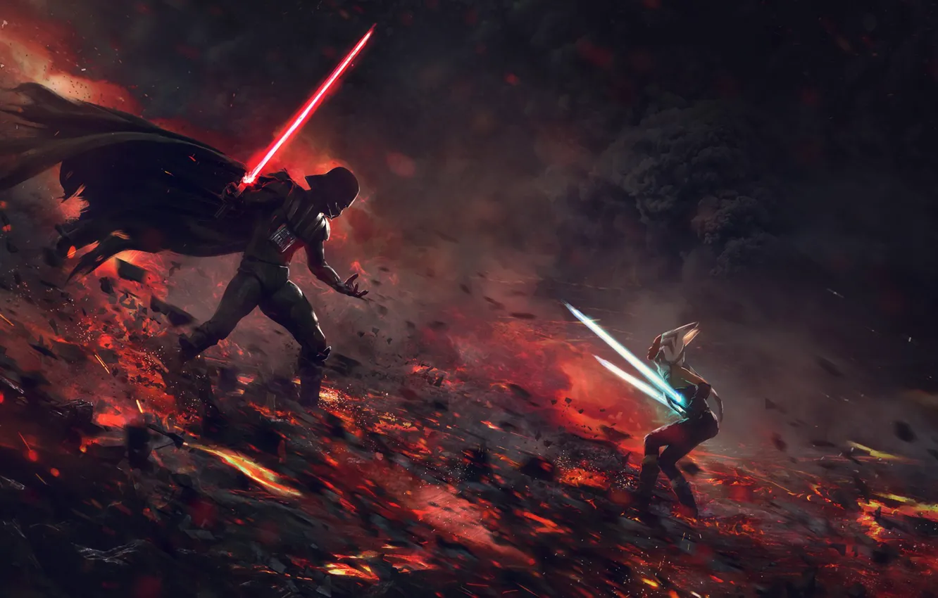 Photo wallpaper Star Wars, darth vader, Lightsaber