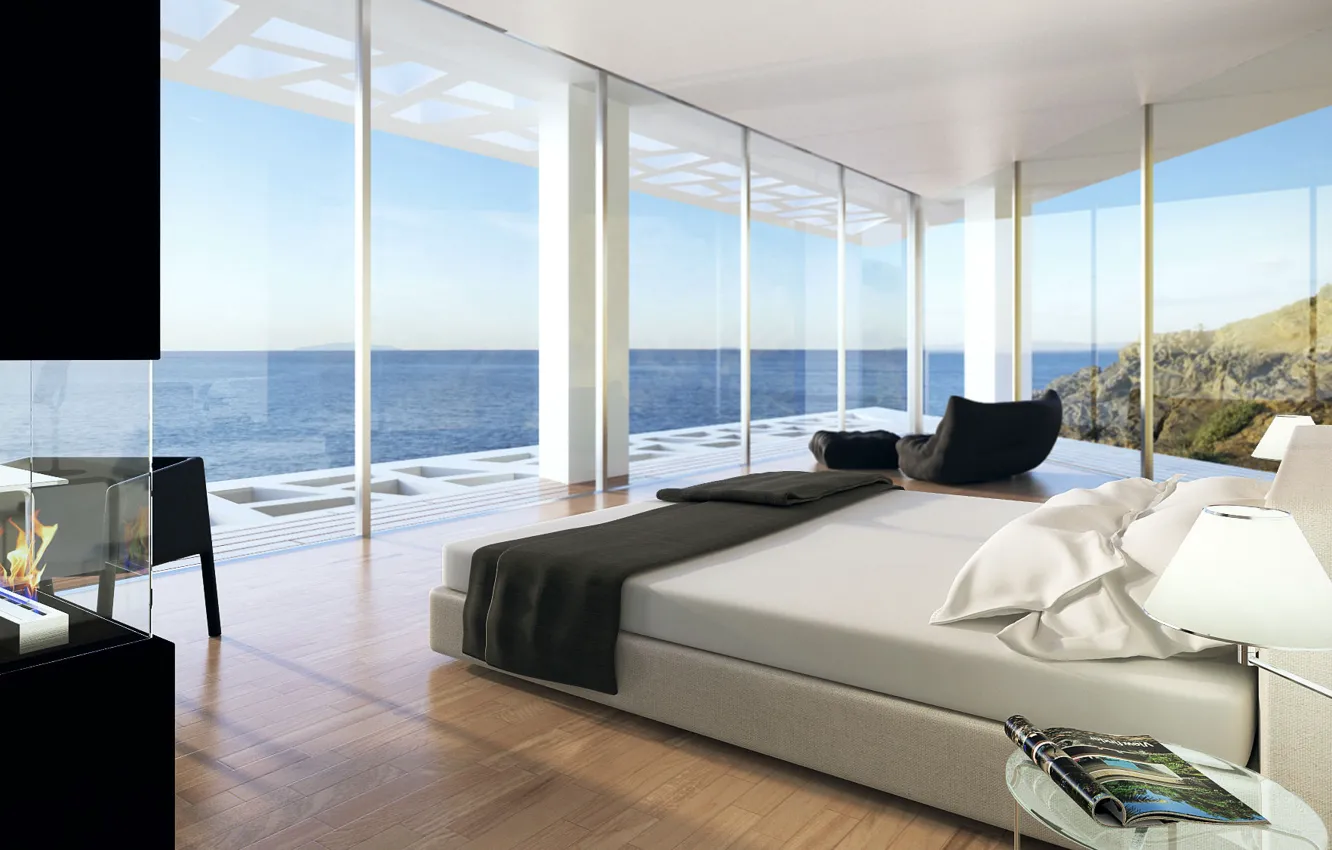 Photo wallpaper glass, design, Villa, interior, bedroom, Home in Arsuf