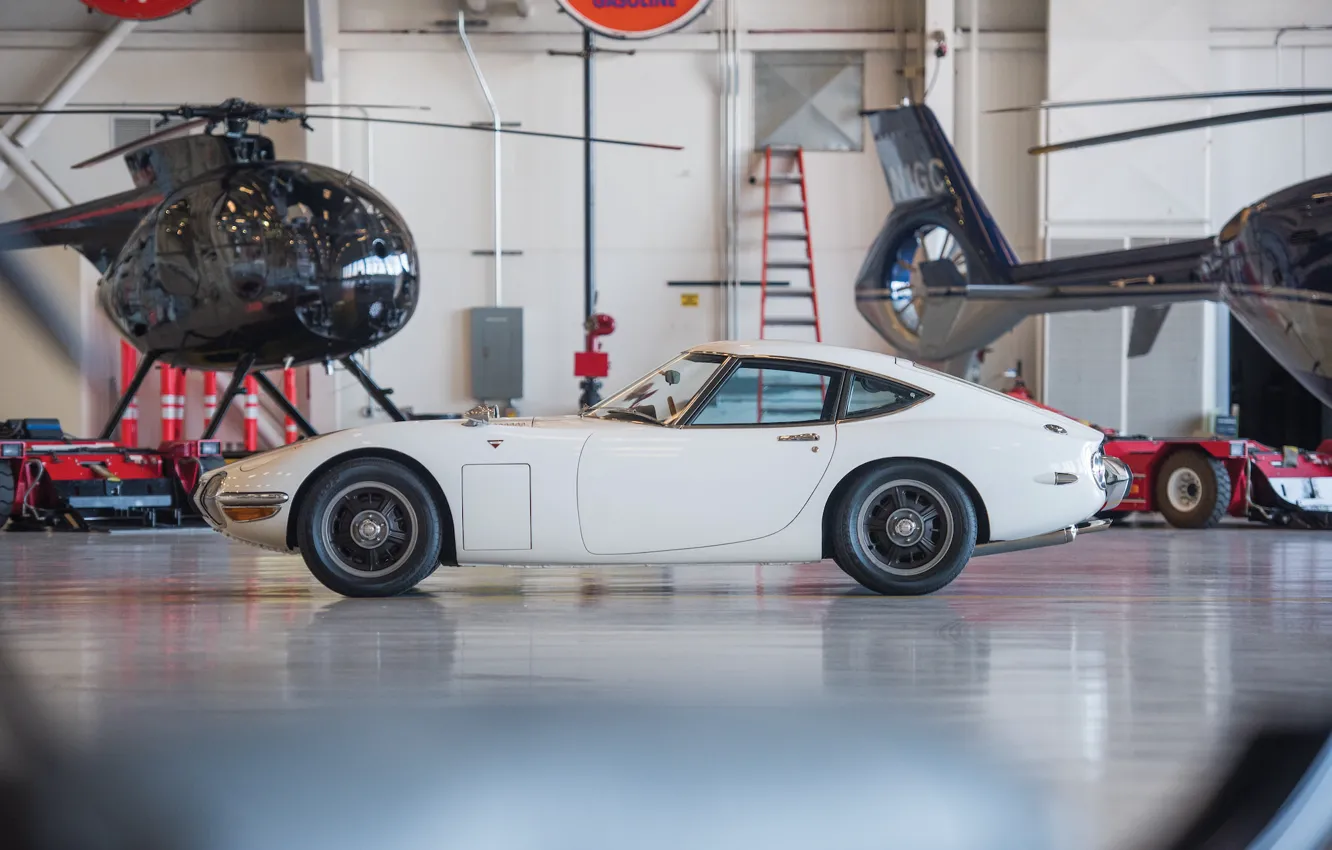 Photo wallpaper white, hangar, Japan, white, Toyota, 1967, 2000GT, Sportcar
