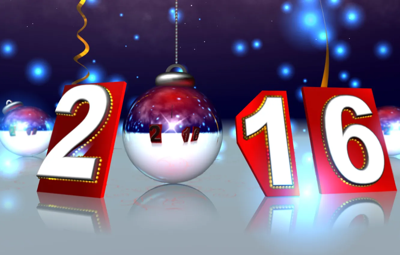 Photo wallpaper new year, Christmas balls, 2016