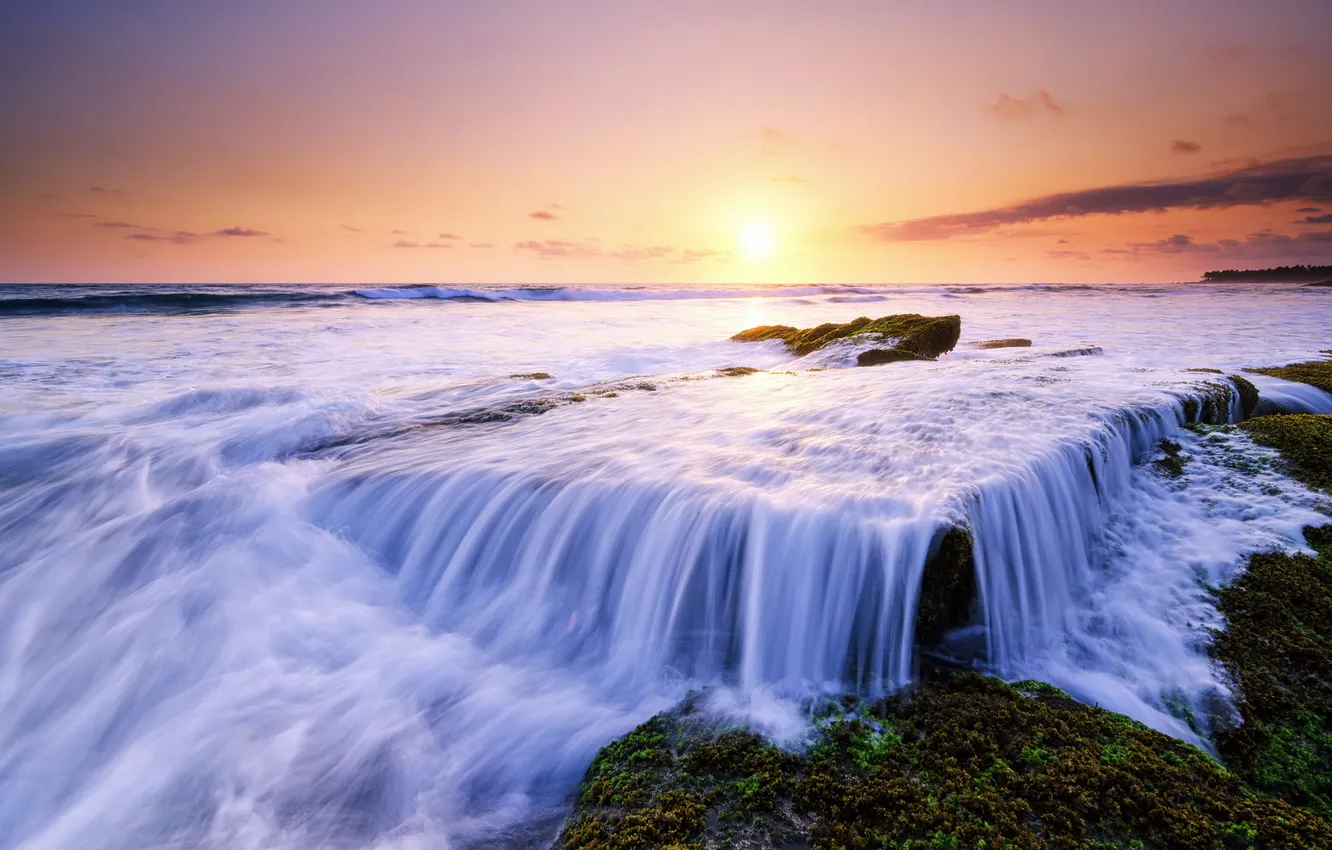 Photo wallpaper sea, landscape, sunset, shore, Canggu, Lima Beach, Bali - Indonesia