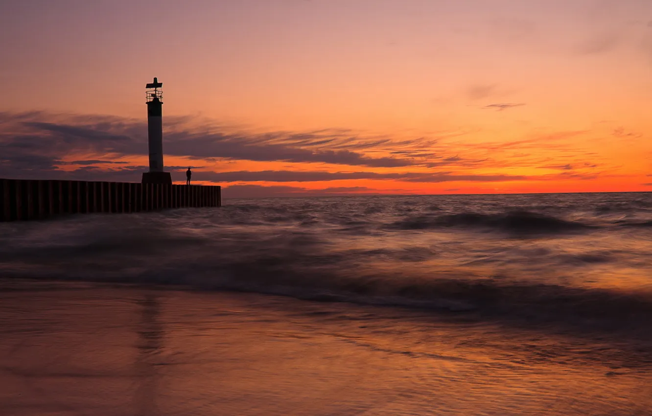 Photo wallpaper sea, the sky, landscape, night