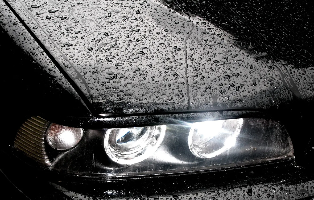 Photo wallpaper drops, lights, grille, The hood, optics