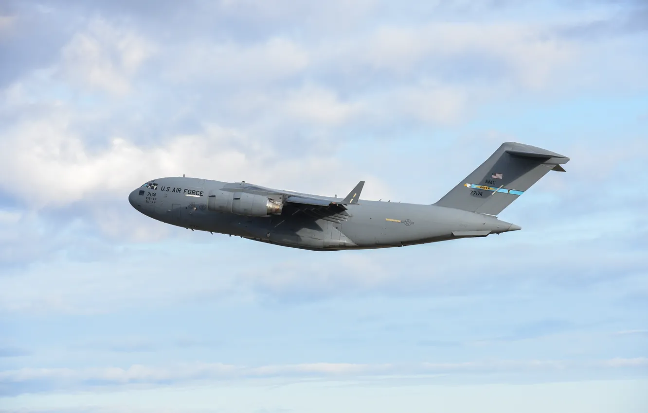 Photo wallpaper UNITED STATES AIR FORCE, military transport aircraft, Boeing C-17 Globemaster III, American strategic