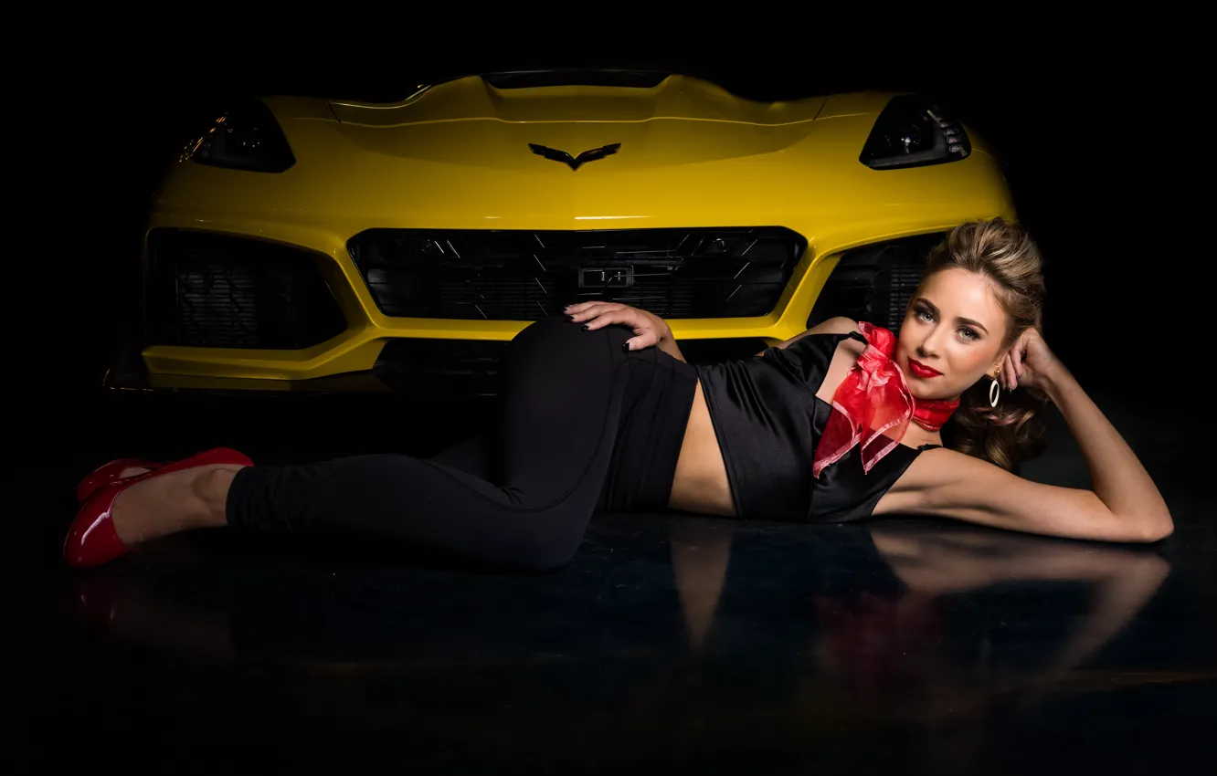 Photo wallpaper Corvette, Chevrolet, Girl, ZR1