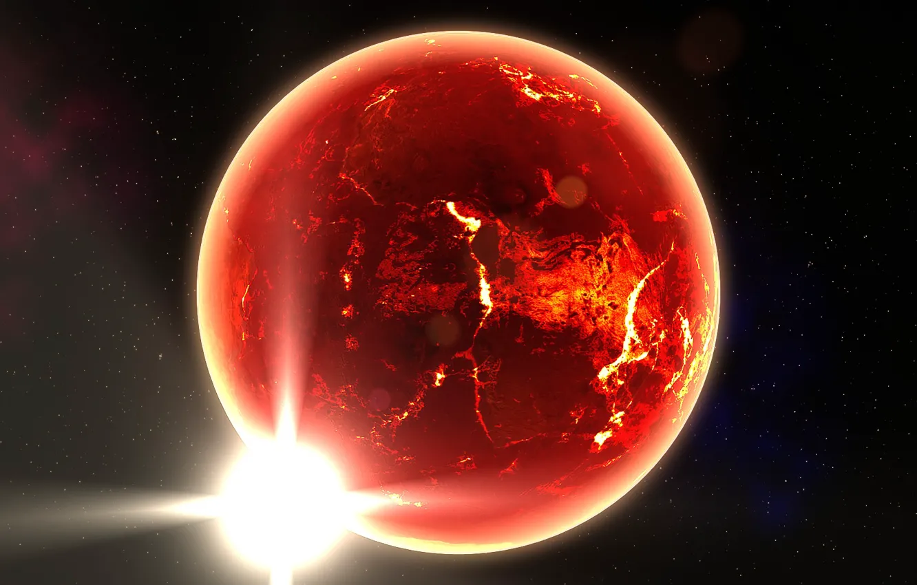 Photo wallpaper space, stars, planet, disaster, death