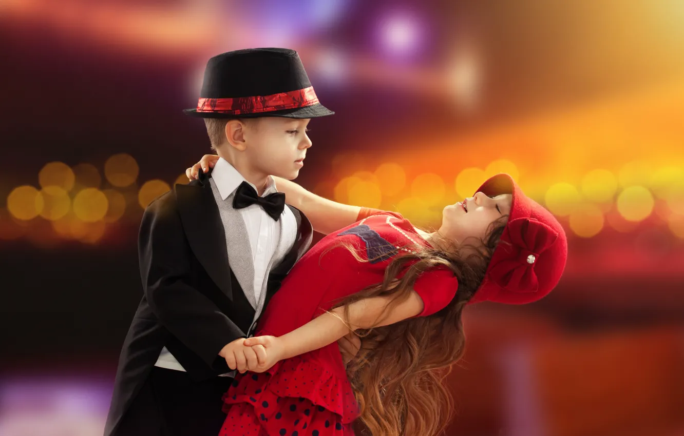 Photo wallpaper love, childhood, romance, child, dance, boy, pair, girl