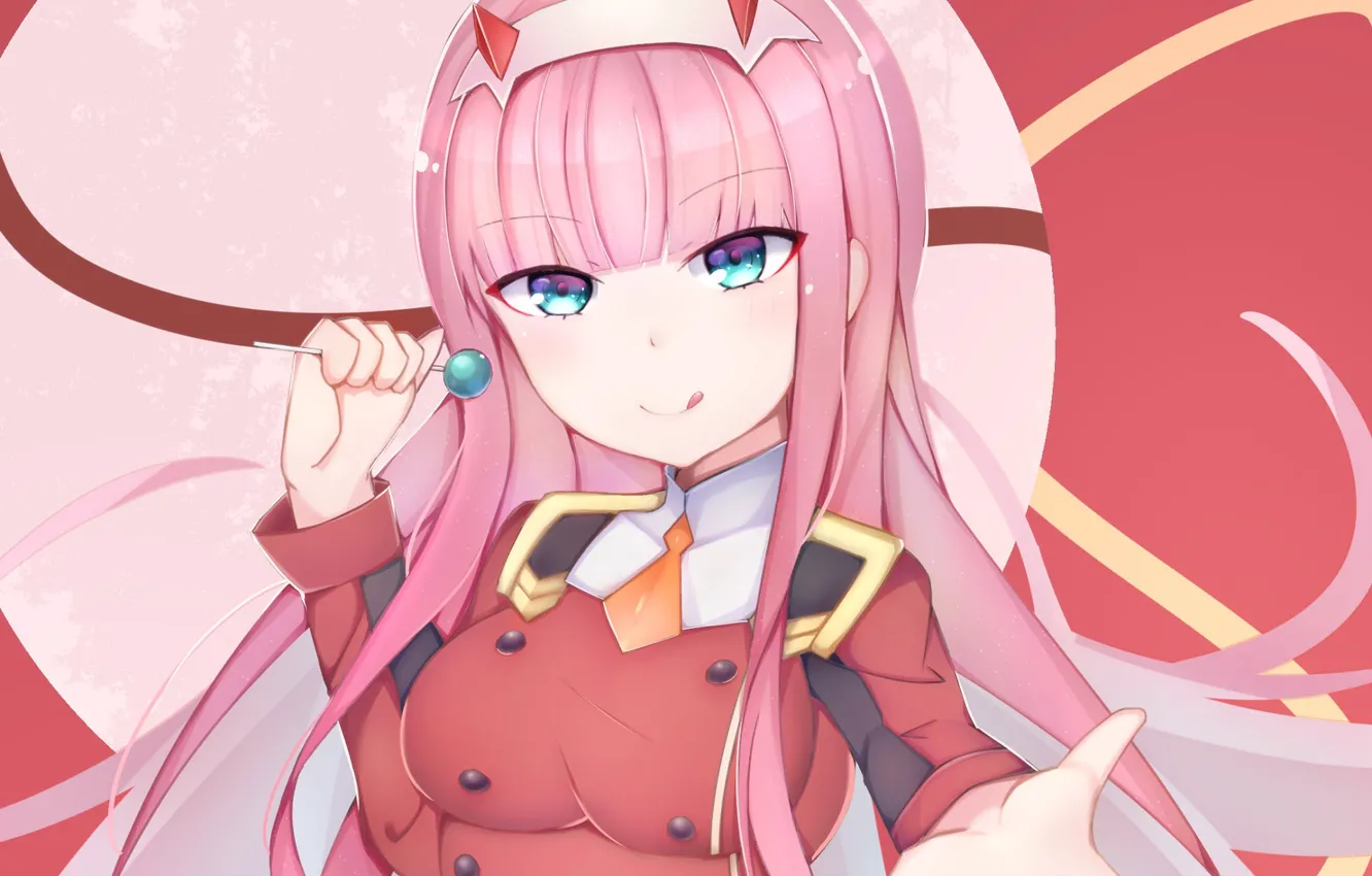 Photo wallpaper girl, pink hair, 002, Darling In The Frankxx, Cute in France, Zero Two