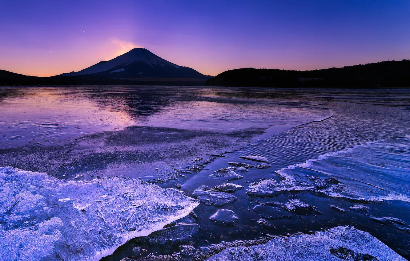 Photo wallpaper winter, snow, landscape, mountains, nature, lake