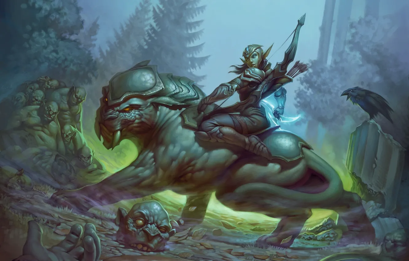 Photo wallpaper forest, girl, the moon, figure, body, monster, armor, rider