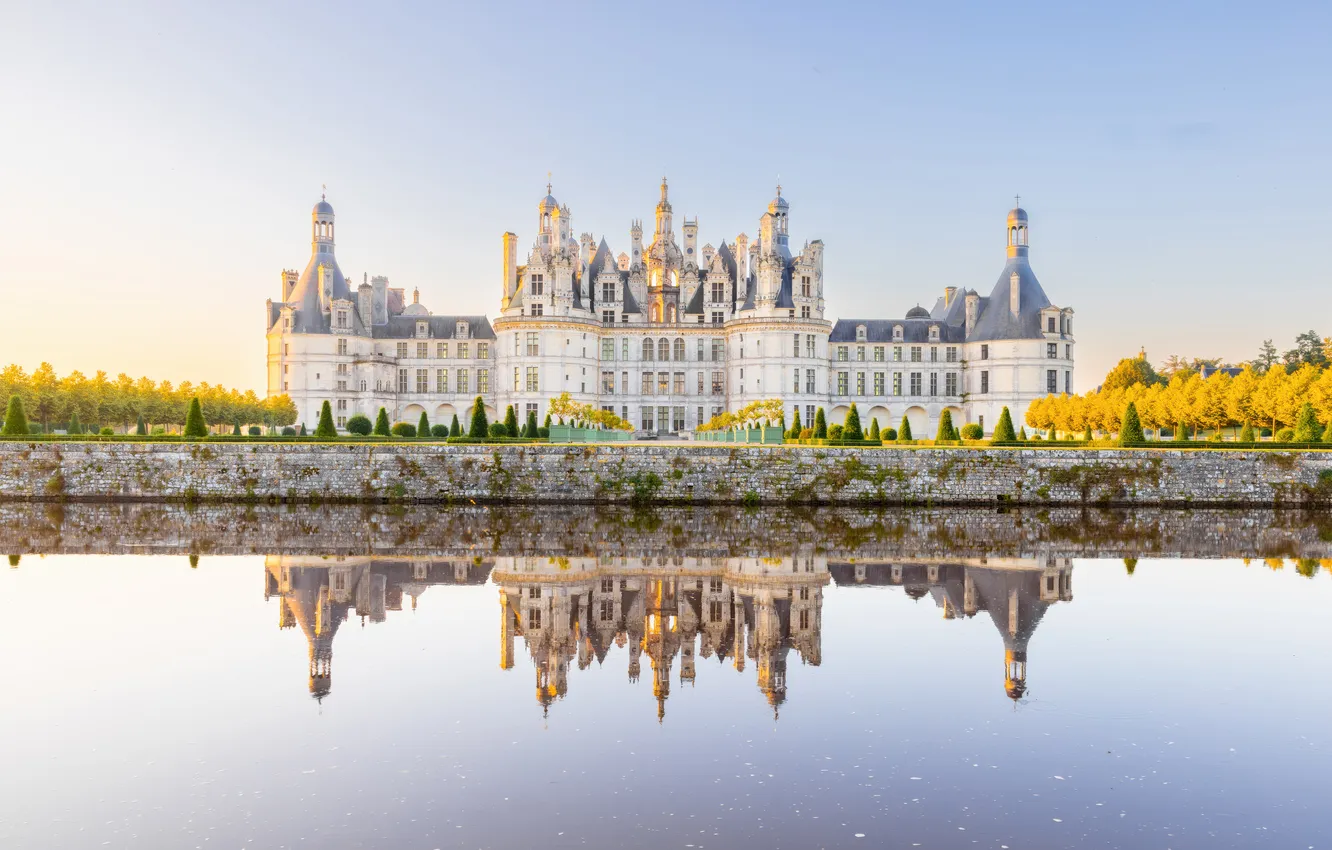 Photo wallpaper world, France, reflection, daytime, Chambord Castle, Ancient architecture