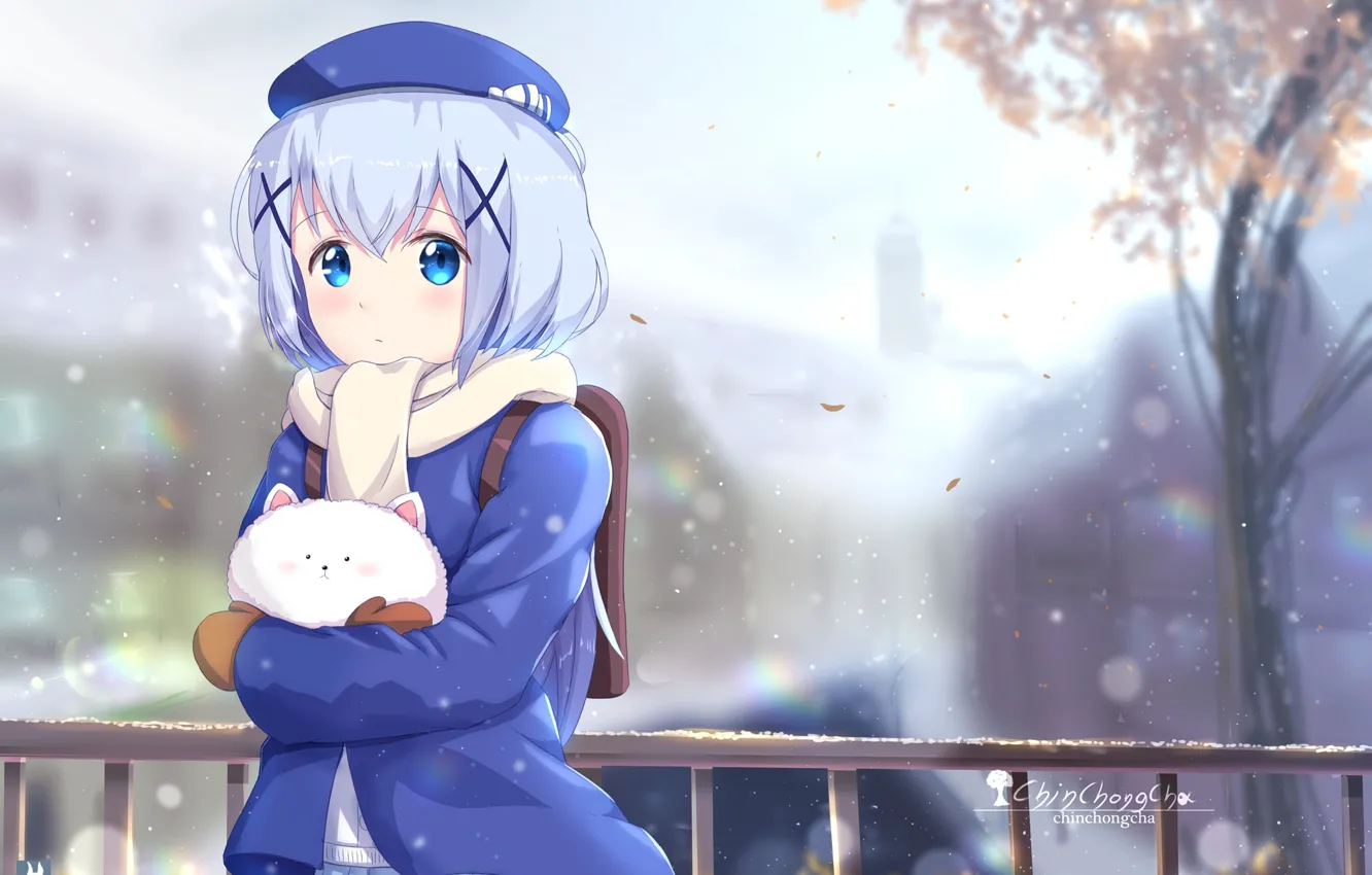 Photo wallpaper girl, look, anime, art, Gochuumon wa usagi desu ka?