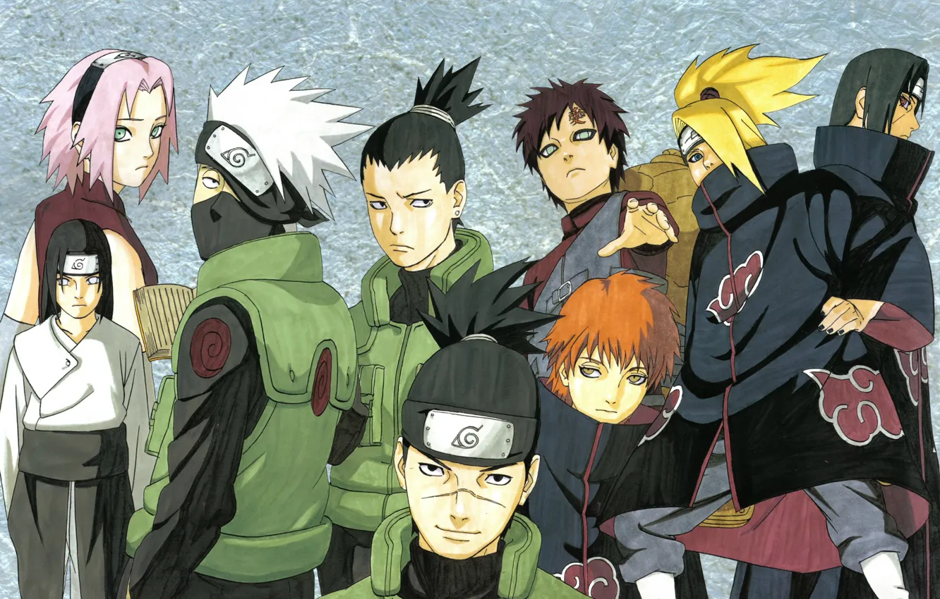 Photo wallpaper look, Naruto, Sakura, gesture, scar, akatsuki, ninja, Itachi Uchiha