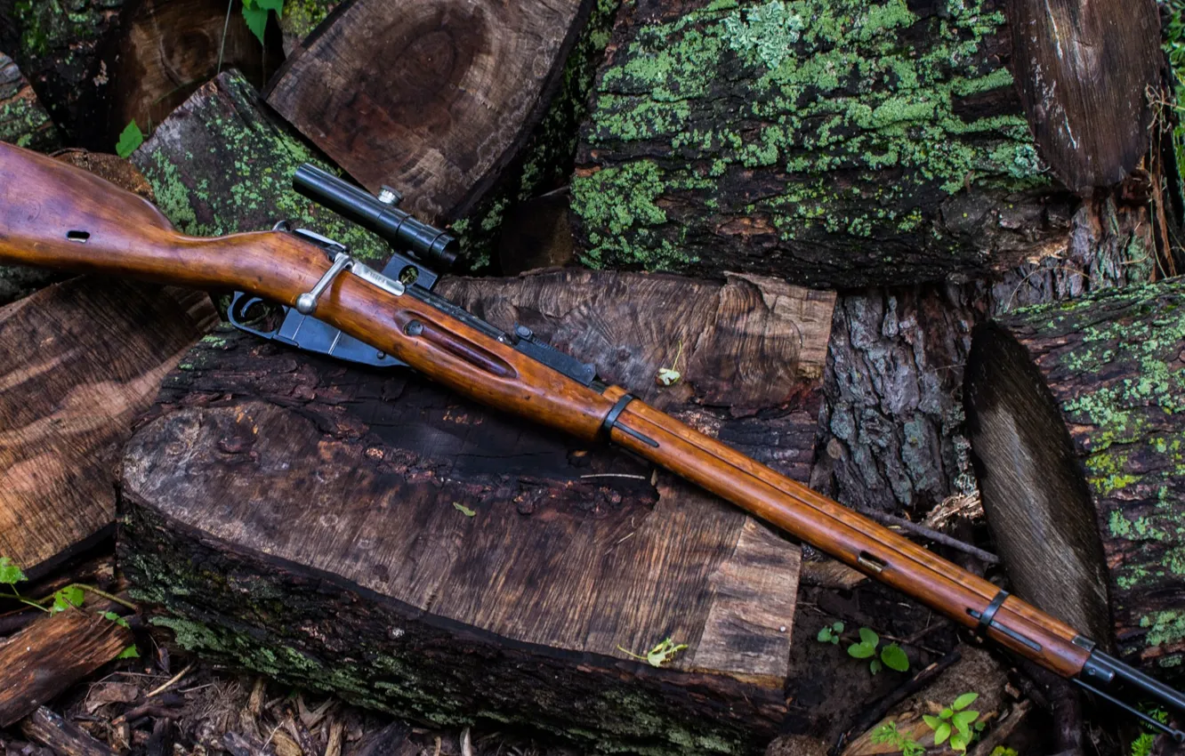 Photo wallpaper weapons, rifle, weapon, sniper, rifle, trehlinejka, Mosin