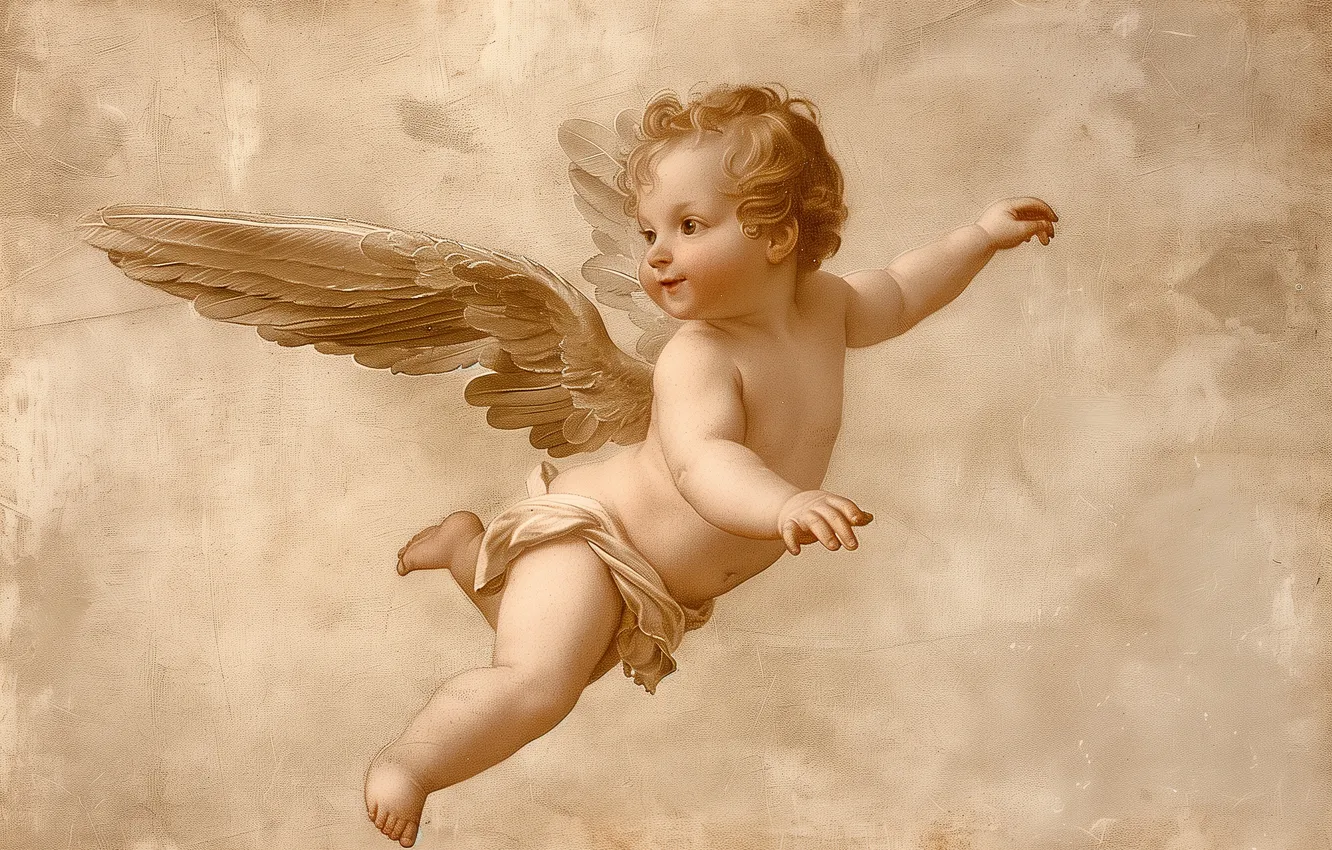 Photo wallpaper Angel, Child, Wings, Digital art, AI art, The Art of Artificial Intelligence, Neural network