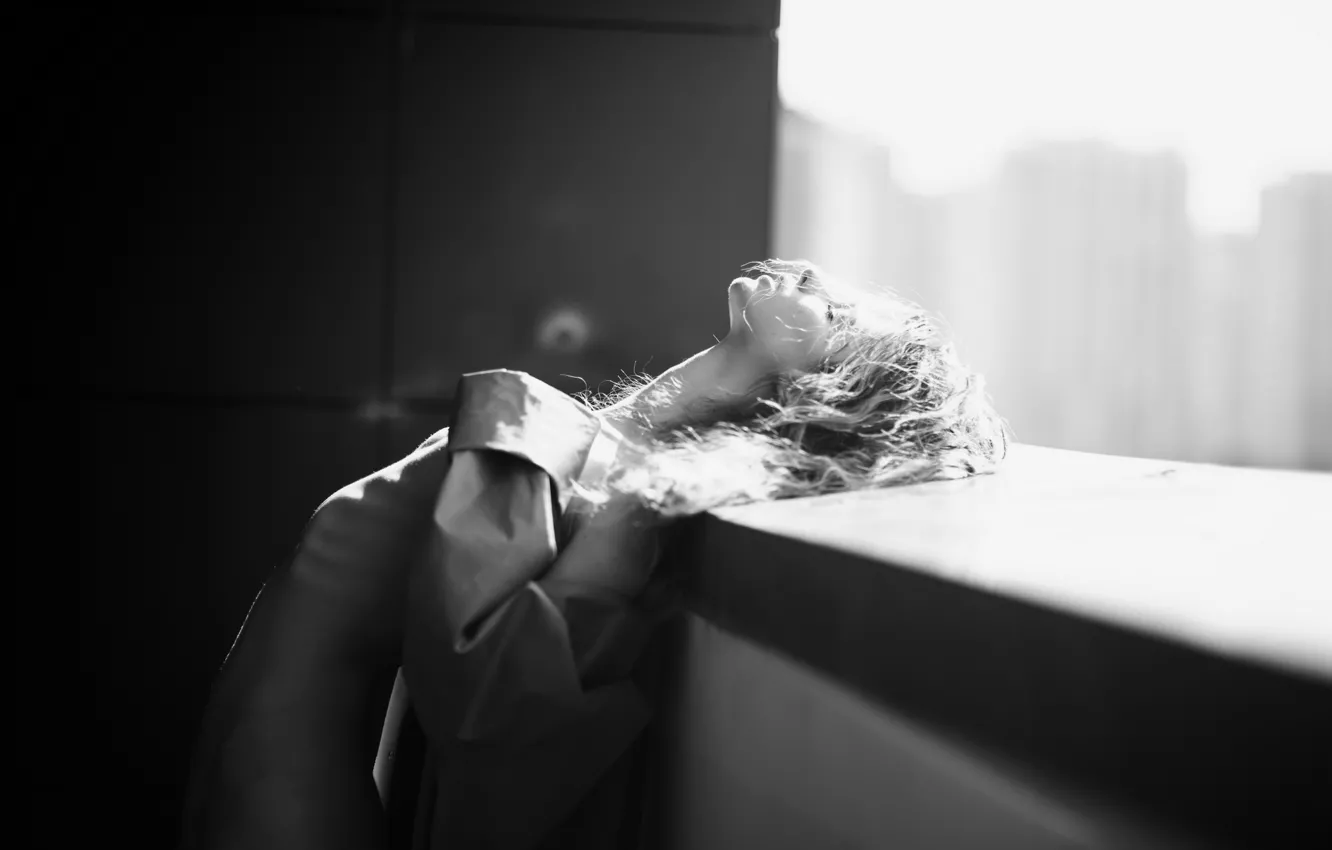 Photo wallpaper girl, balcony, girl, balcony, Satin Popalam