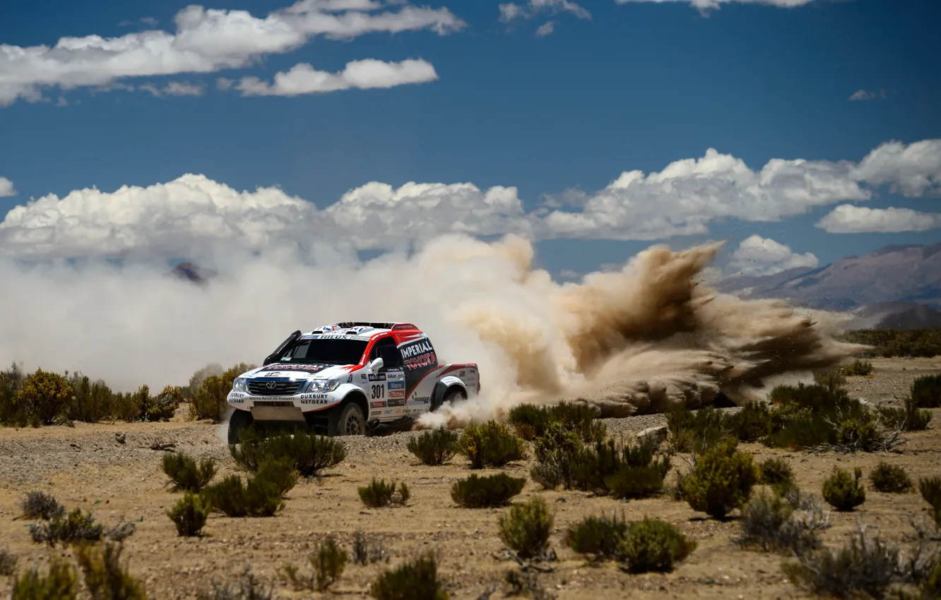 Photo wallpaper Clouds, Toyota, Hilux, Rally, Dakar, Dakar, Toyota