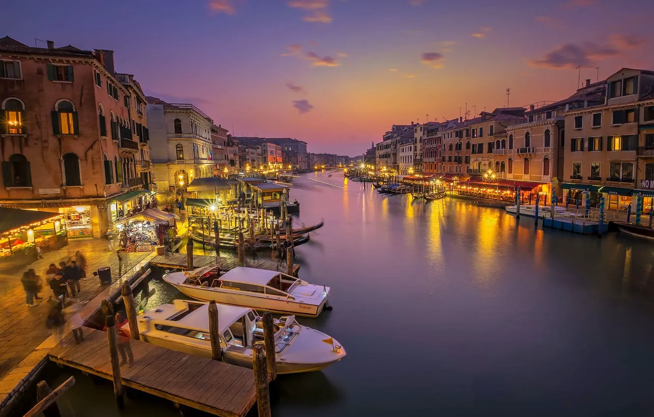 Photo wallpaper boat, home, pier, Italy, Venice, channel