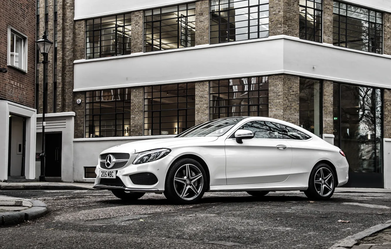Photo wallpaper white, Mercedes-Benz, Mercedes, AMG, Coupe, C-Class, C205