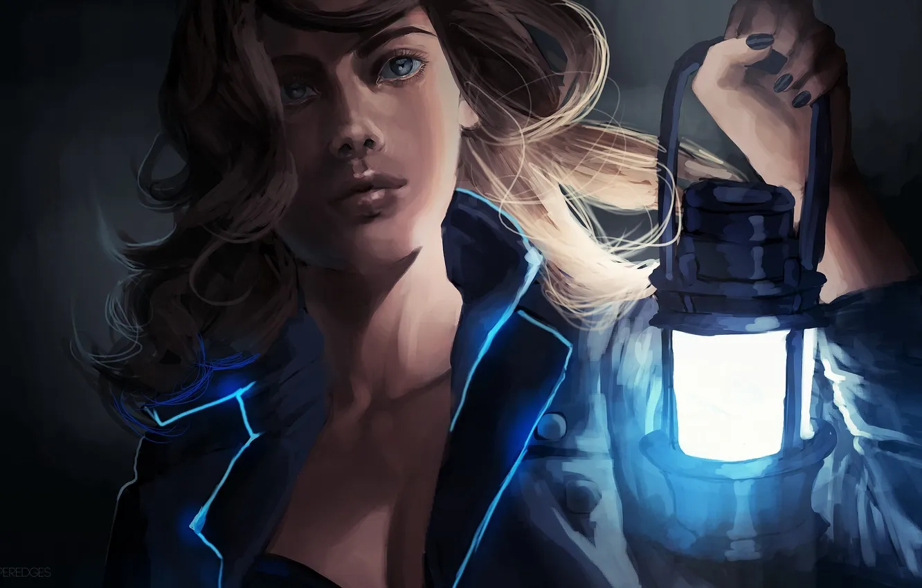 Photo wallpaper girl, art, lights