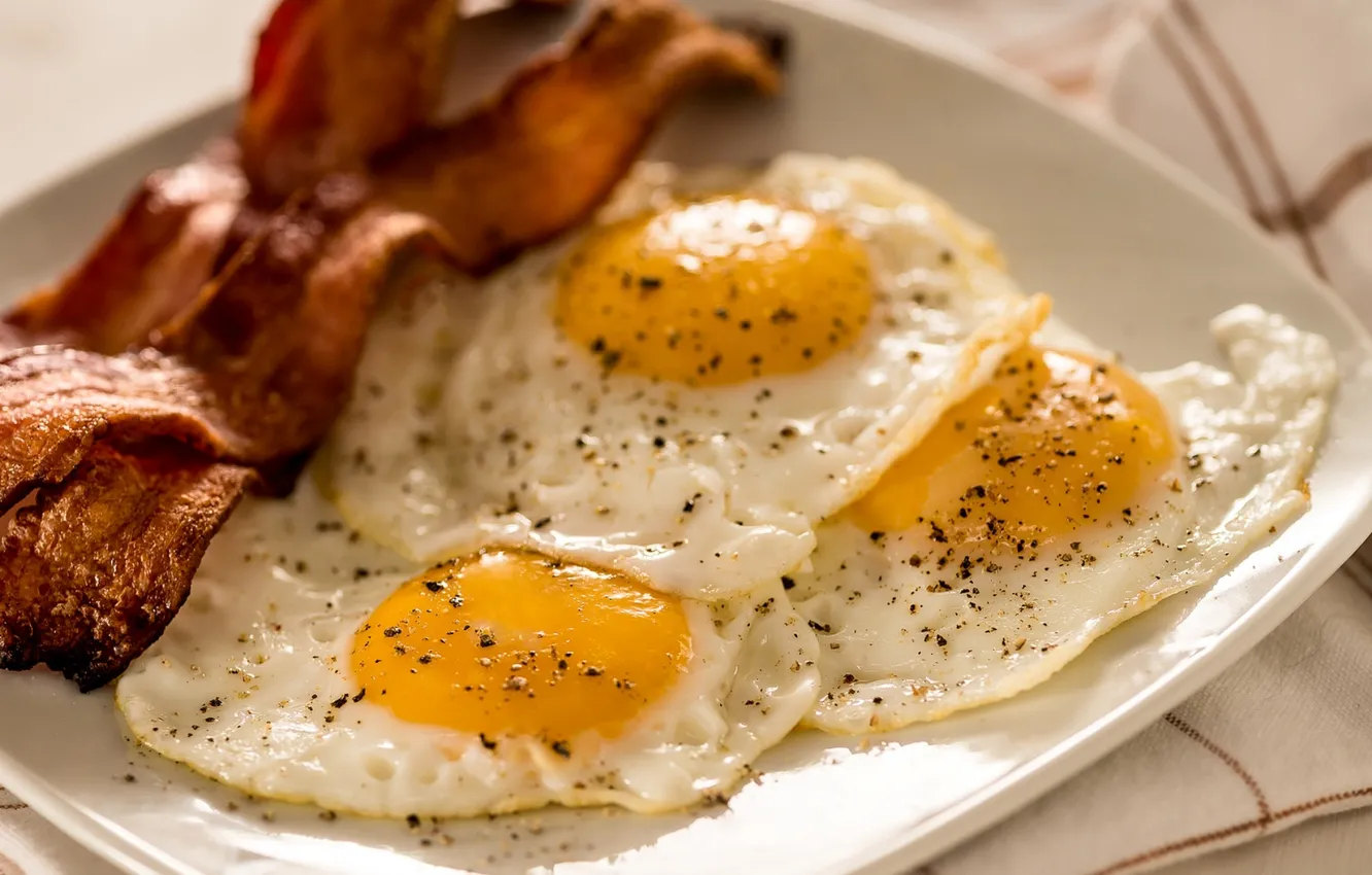 Photo wallpaper Eggs, Breakfast, Bacon