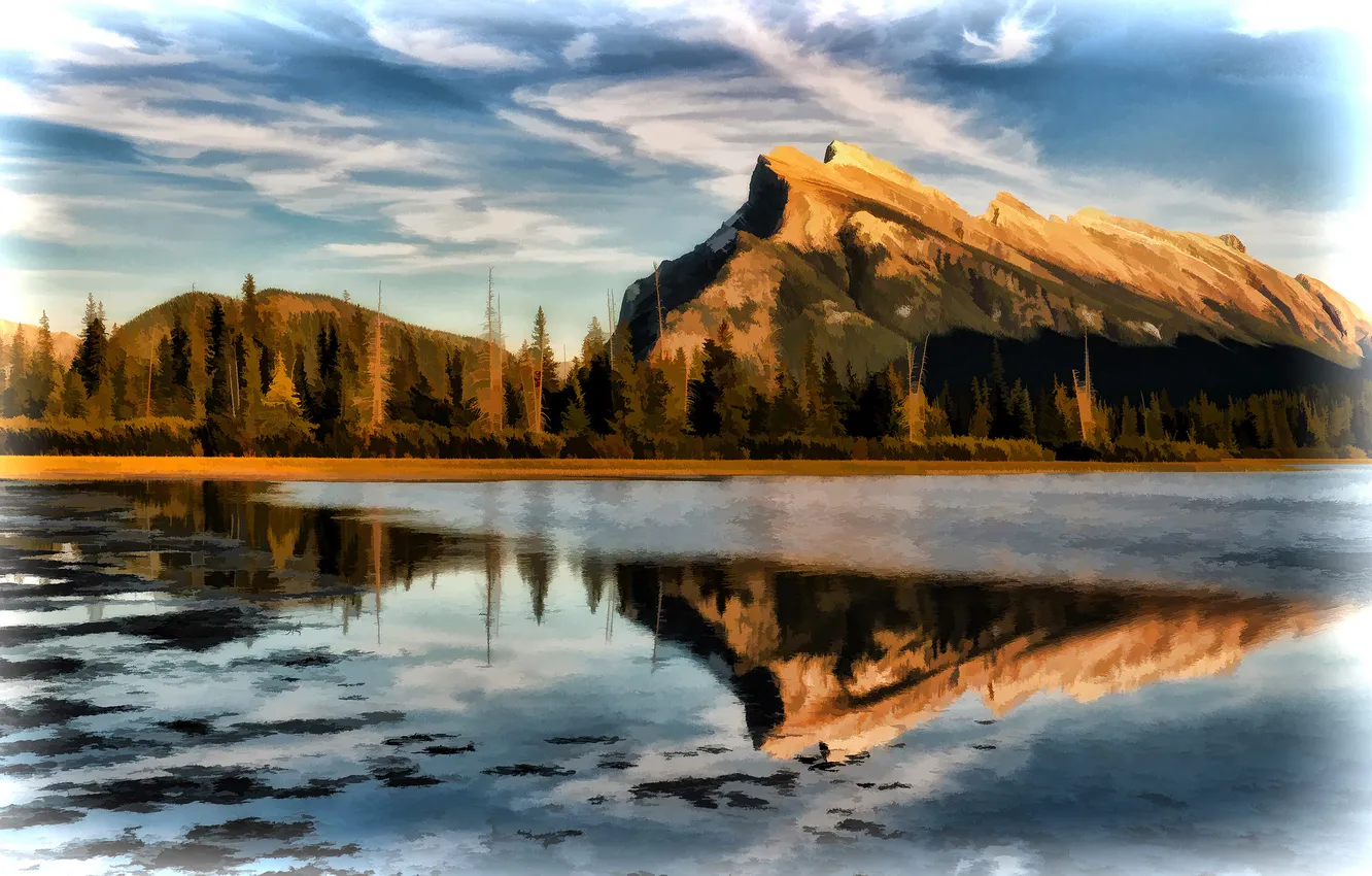 Wallpaper art, Rundle, Digital Art Processing, Mountain, Mount Rundle ...