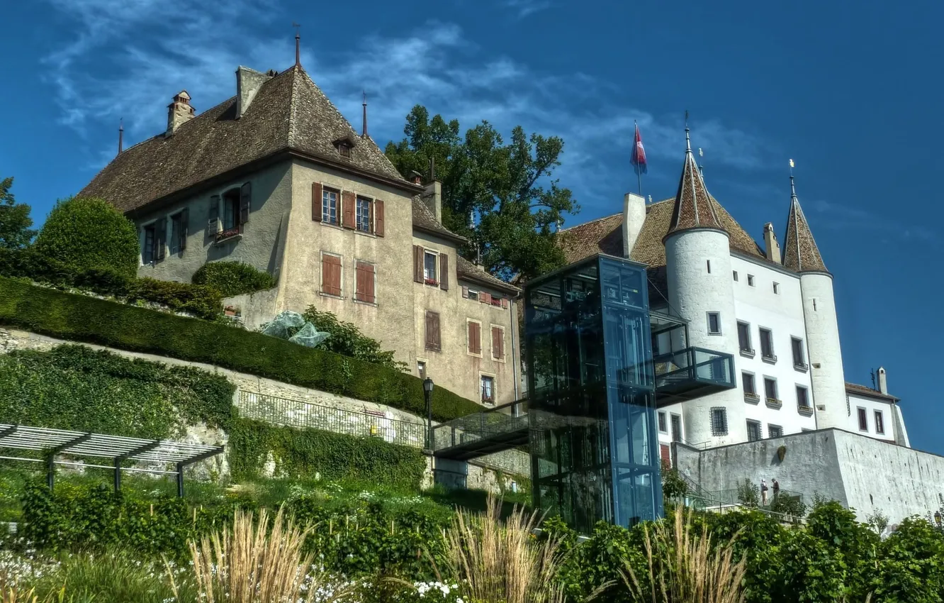 Photo wallpaper castle, Switzerland, Nyon