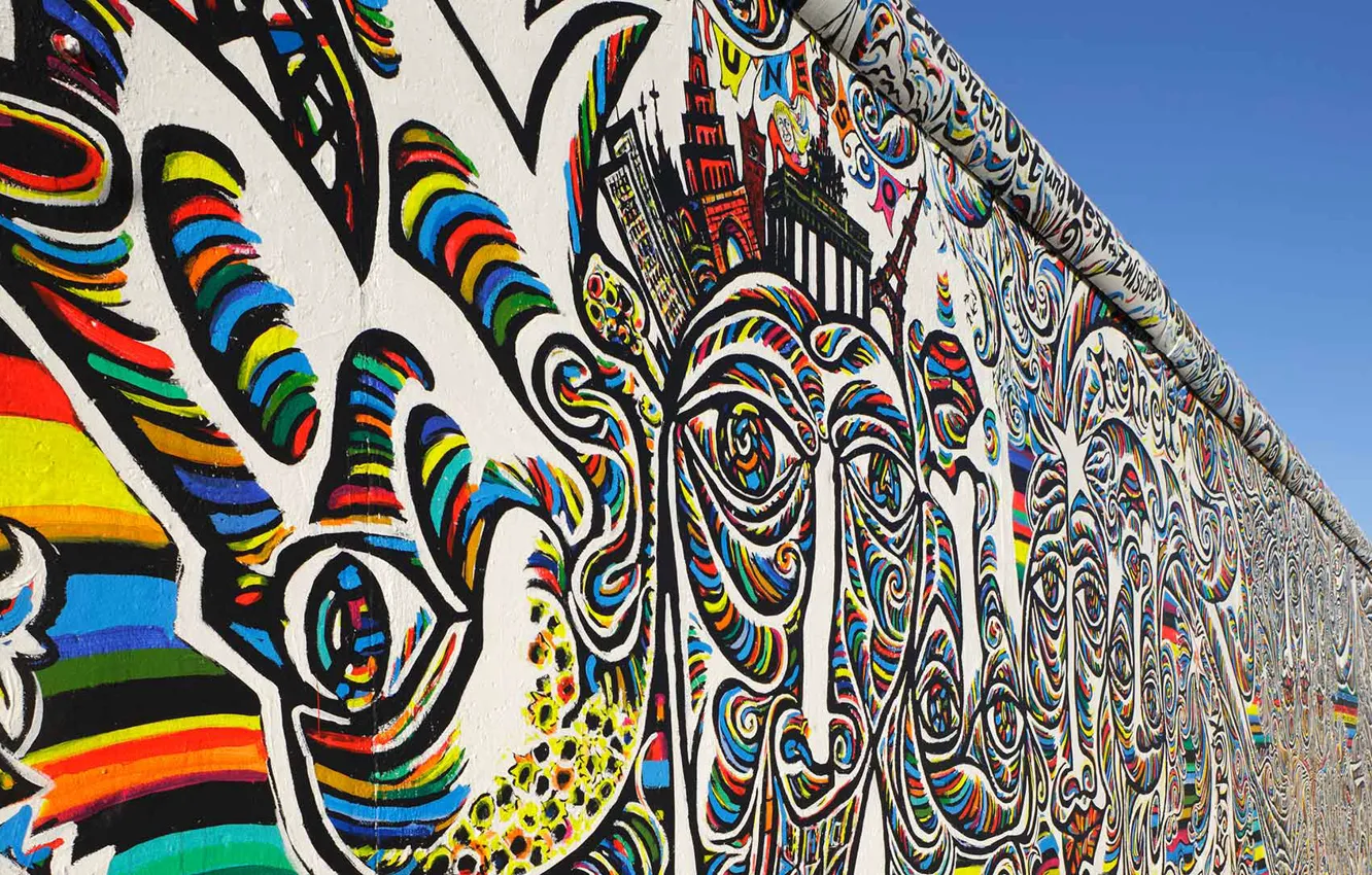 Photo wallpaper pattern, paint, figure, Germany, Berlin, The Berlin wall