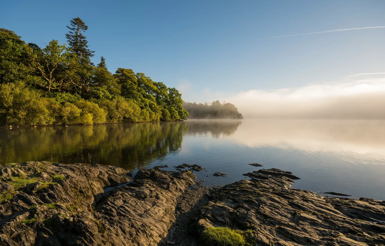 Photo wallpaper the sky, lake, shore