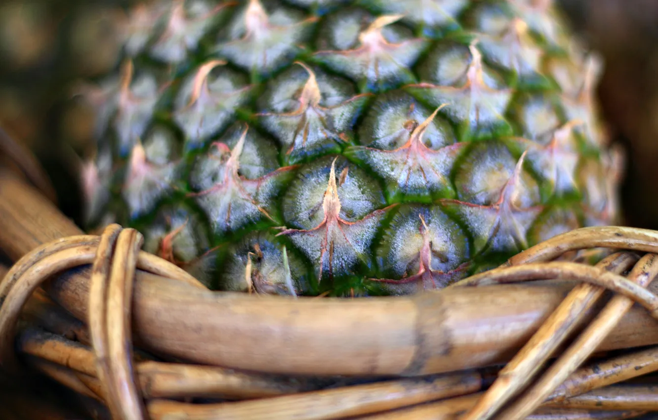 Photo wallpaper macro, basket, pineapple